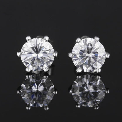 925 Sterling Silver Round CZ Classic Stud Earrings