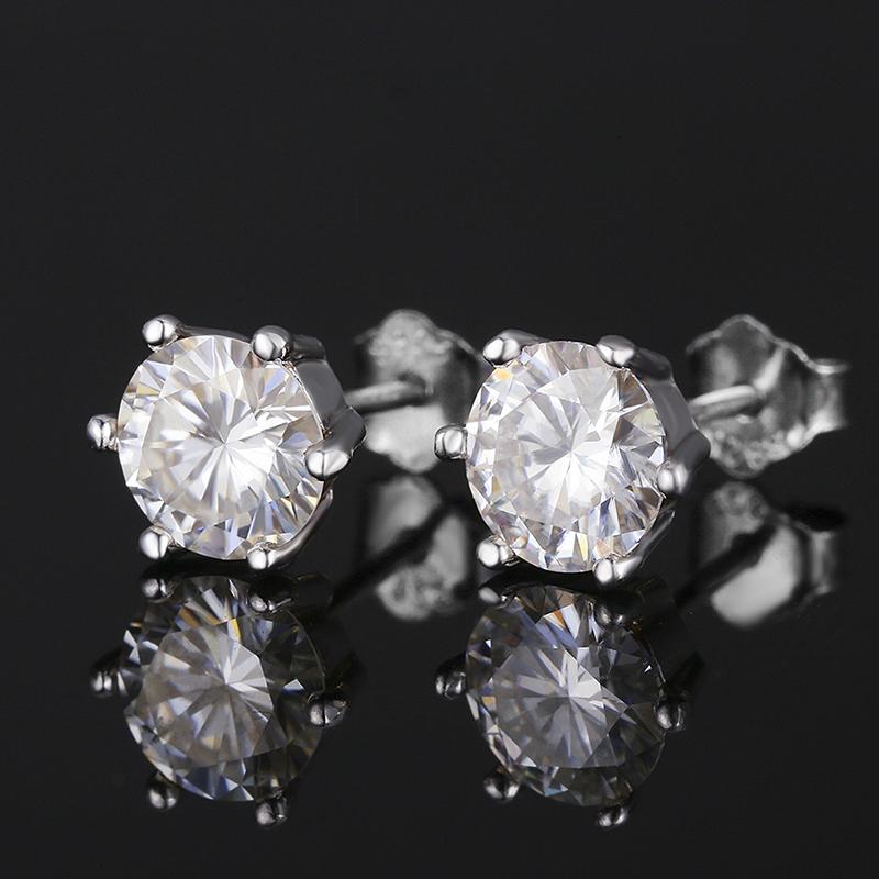 925 Sterling Silver Round CZ Classic Stud Earrings