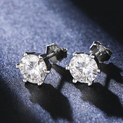 925 Sterling Silver Round CZ Classic Stud Earrings