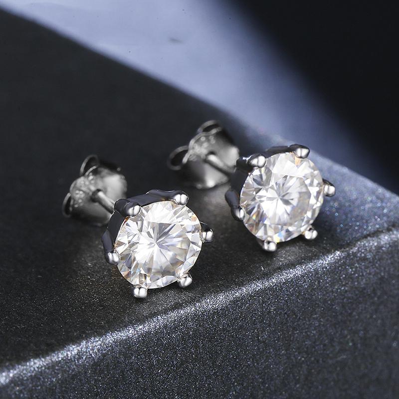 925 Sterling Silver Round CZ Classic Stud Earrings