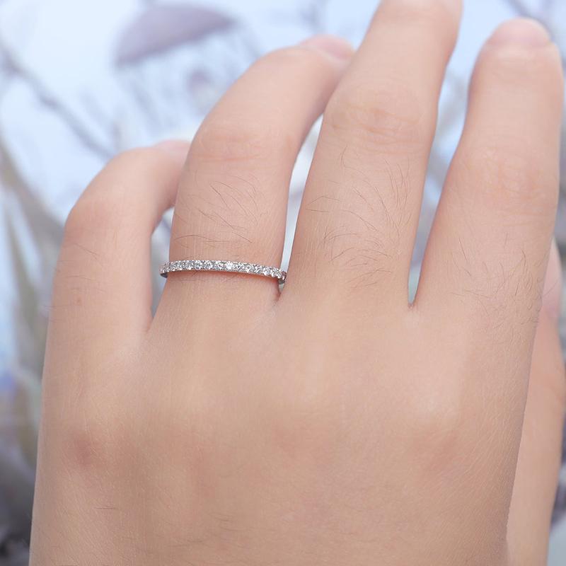 925 Sterling Silver Round Cut CZ Eternity Wedding Band