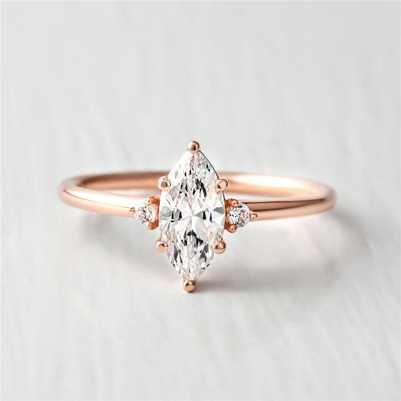 925 Sterling Silver Marquise Three Stone CZ Ring