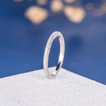 925 Sterling Silver Round CZ Eternity Wedding Band