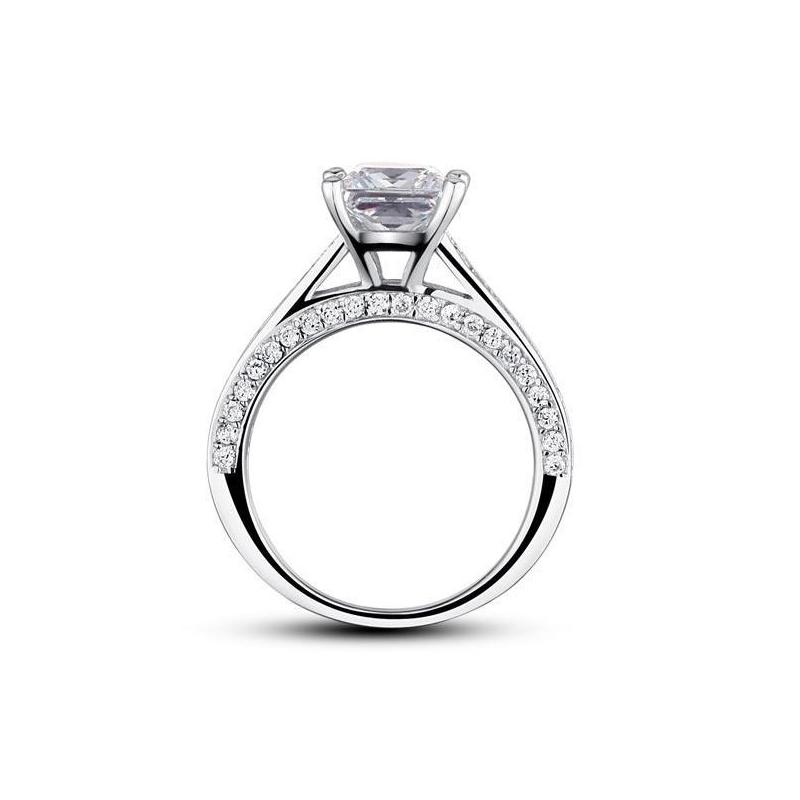 925 Sterling Silver Princess Cut CZ Engagement Ring