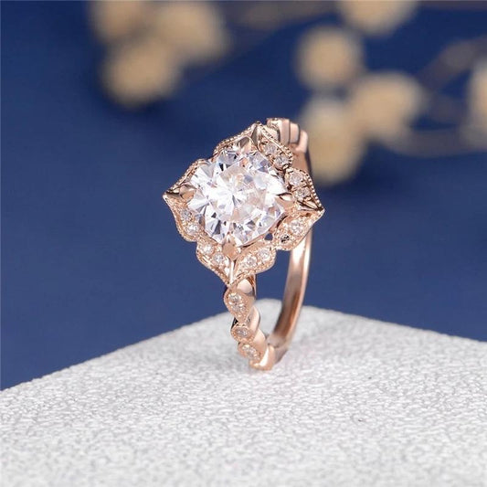 925 Sterling Silver Cushion Cut CZ Halo Vintage Ring