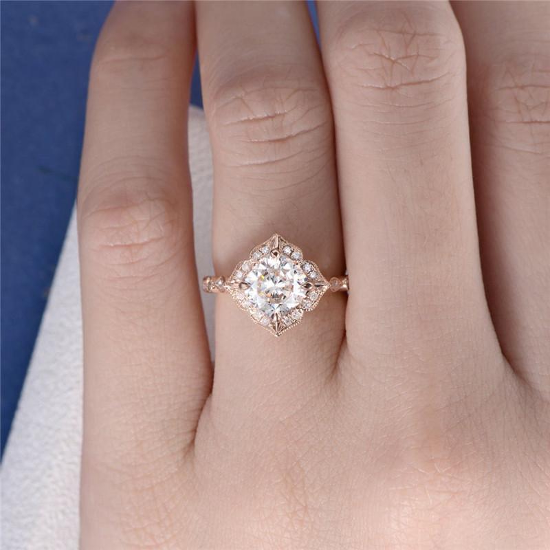 925 Sterling Silver Cushion Cut Halo Vintage CZ Ring