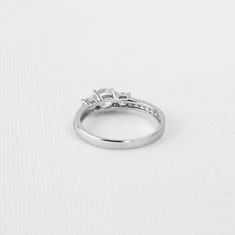 925 Sterling Silver Three Stone Round Cut CZ Ring