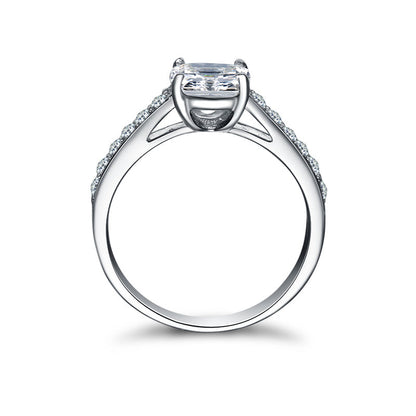 925 Sterling Silver Classic Cushion Cut 2 Carats CZ Diamond Ring