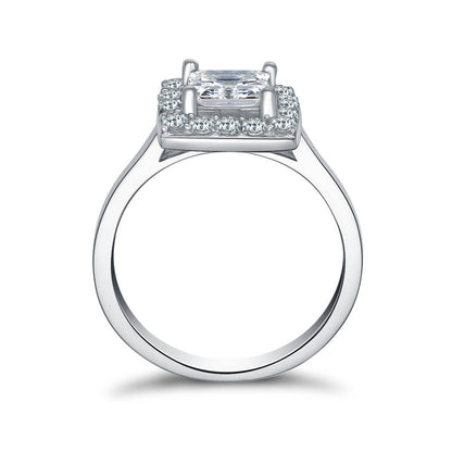 925 Sterling Silver Princess Cut CZ Halo Ring