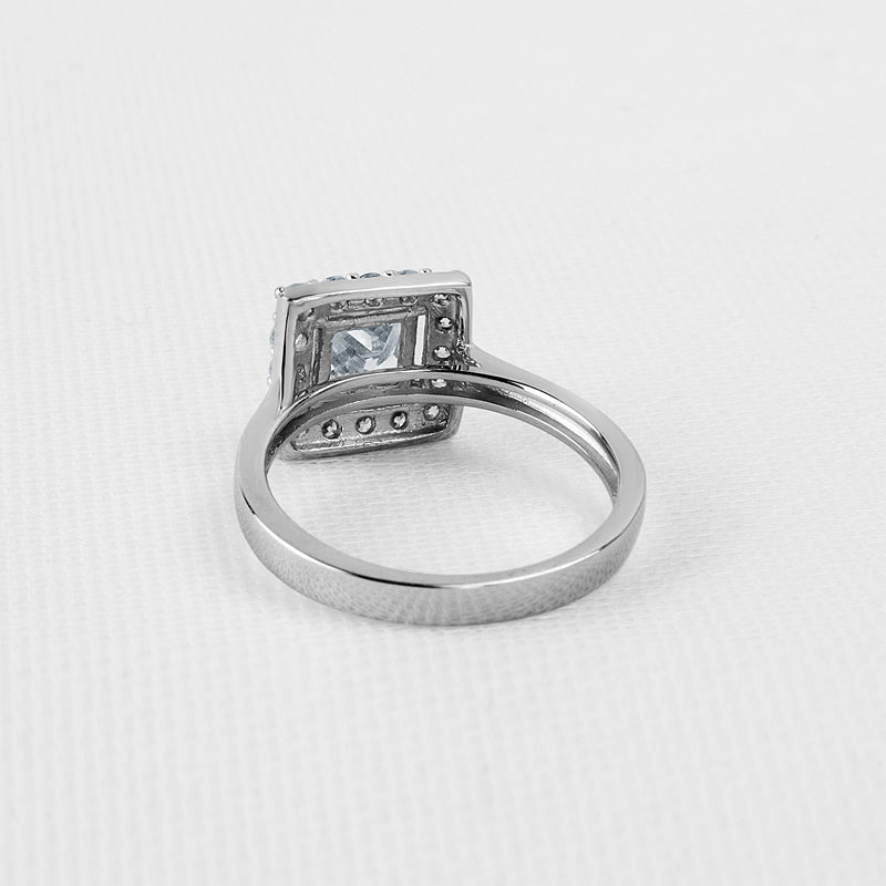 925 Sterling Silver Princess Cut CZ Halo Ring