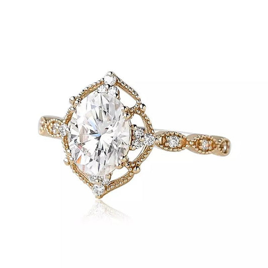 925 Sterling Silver Oval Cut CZ Vintage Ring