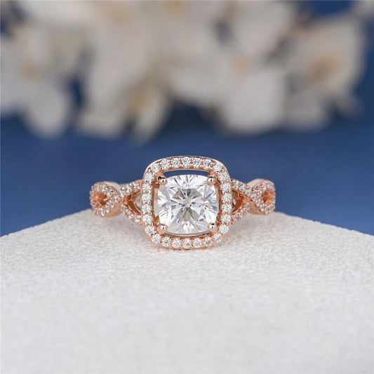 925 Sterling Silver Cushion Cut CZ Halo Ring