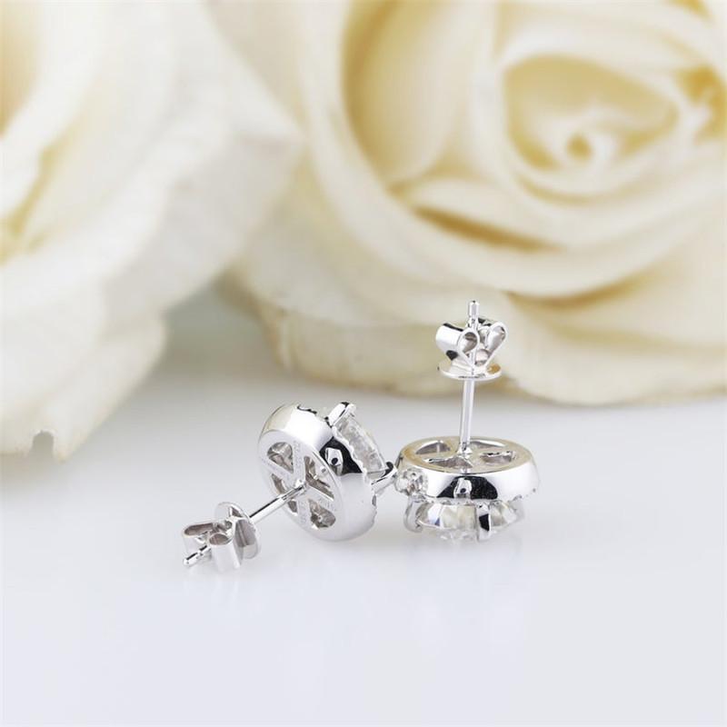 925 Sterling Silver Round Cut Cubic Zirconia Halo Stud Earrings