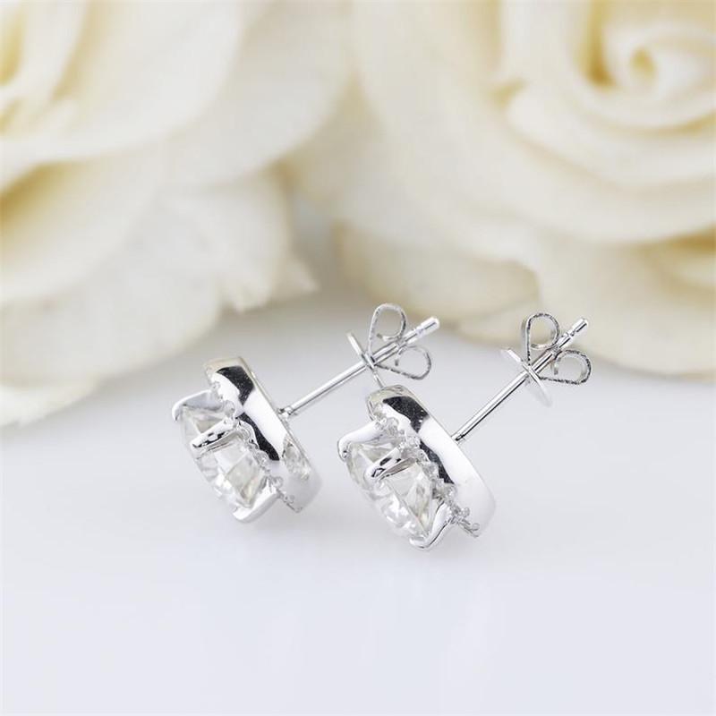 925 Sterling Silver Round Cut Cubic Zirconia Halo Stud Earrings