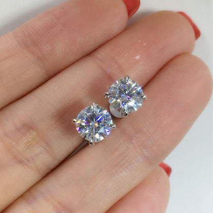 925 Sterling Silver Round Cut Cubic Zirconia Stud Earrings