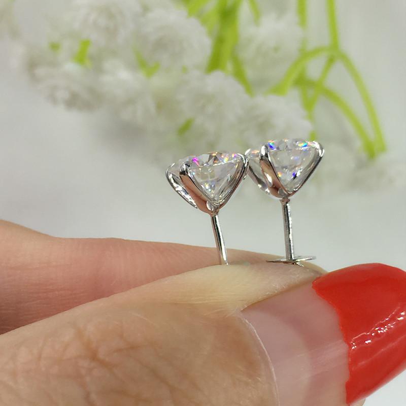 925 Sterling Silver Round Cut Cubic Zirconia Stud Earrings