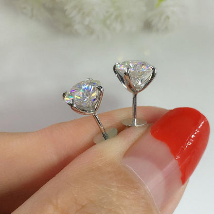 925 Sterling Silver Round Cut Cubic Zirconia Stud Earrings