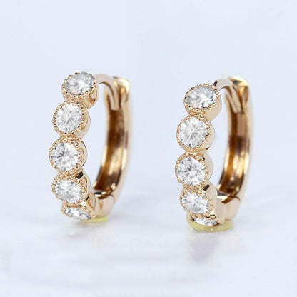 925 Sterling Silver Round Cut Cubic Zirconia Hoop Earrings