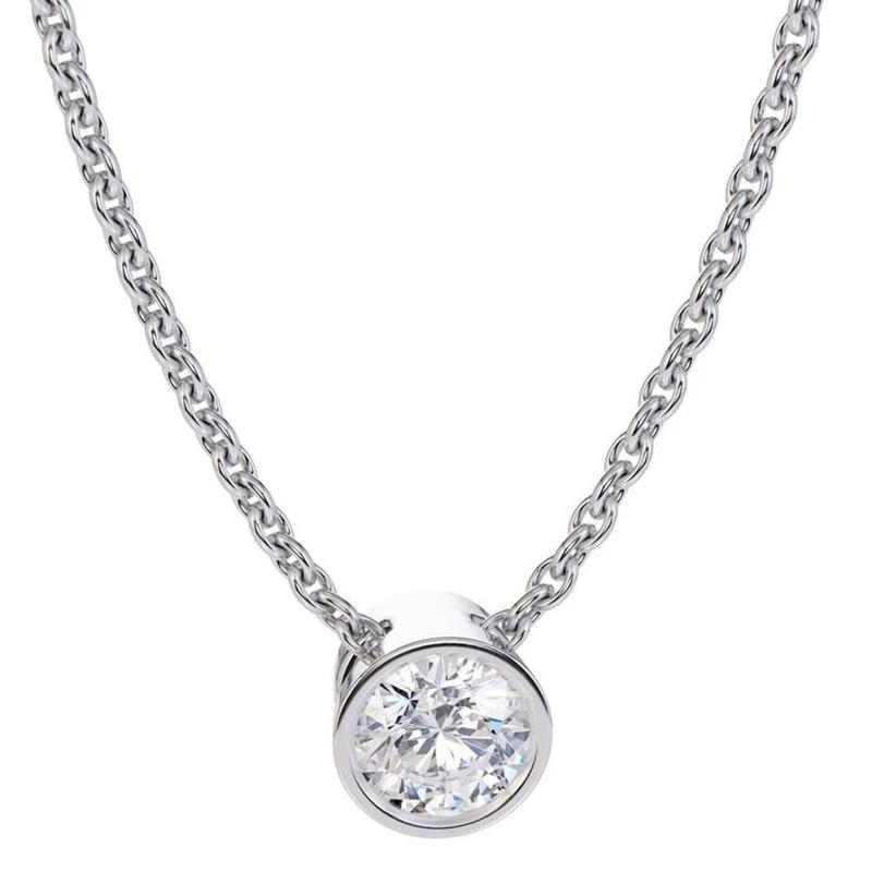 925 Sterling Silver Round Cut CZ Classic Pendant Necklace