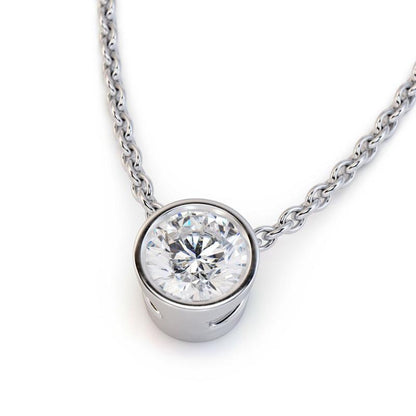 925 Sterling Silver Round Cut CZ Classic Pendant Necklace