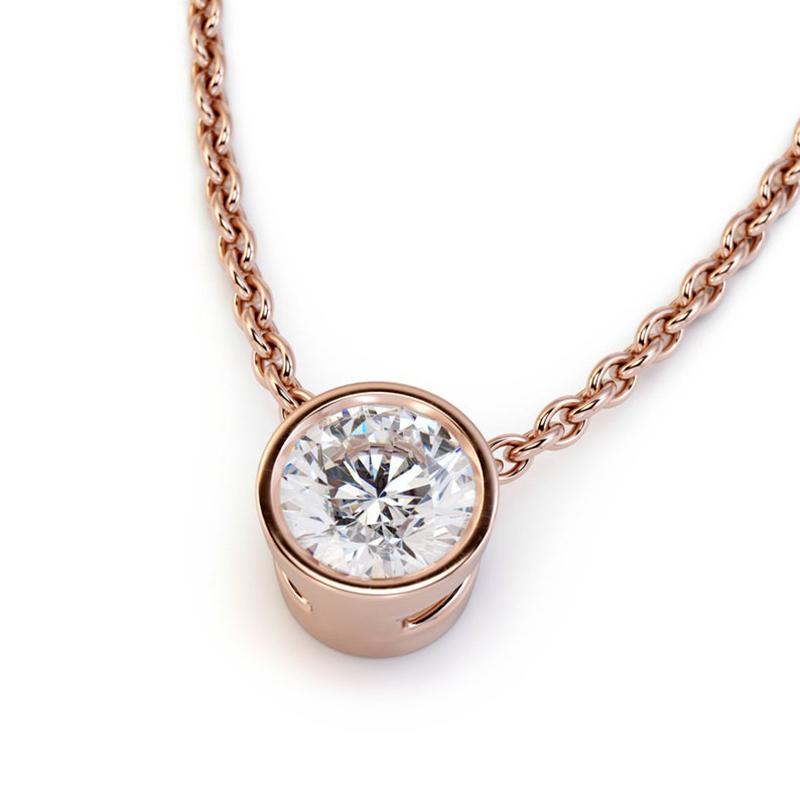 925 Sterling Silver Round Cut CZ Classic Pendant Necklace