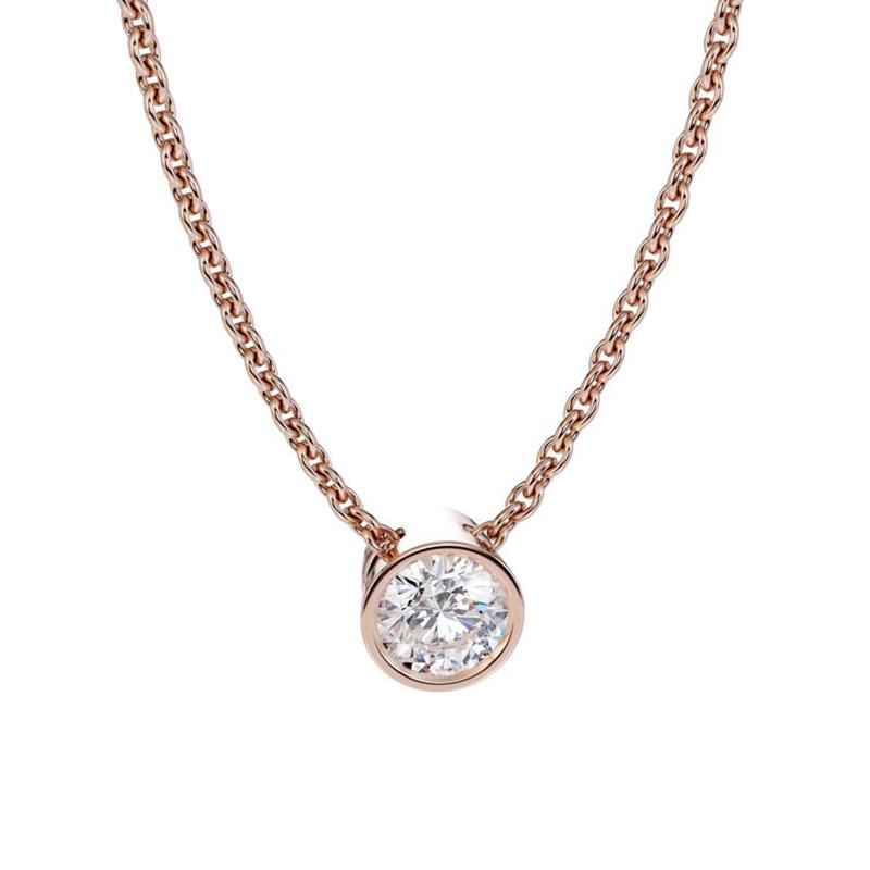 925 Sterling Silver Round Cut CZ Classic Pendant Necklace