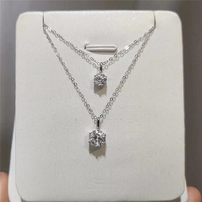 925 Sterling Silver CZ Classic Pendant Necklace