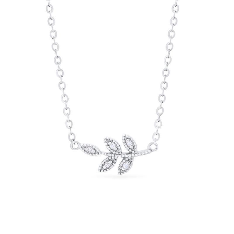 925 Sterling Silver CZ Leaf Shaped Necklace