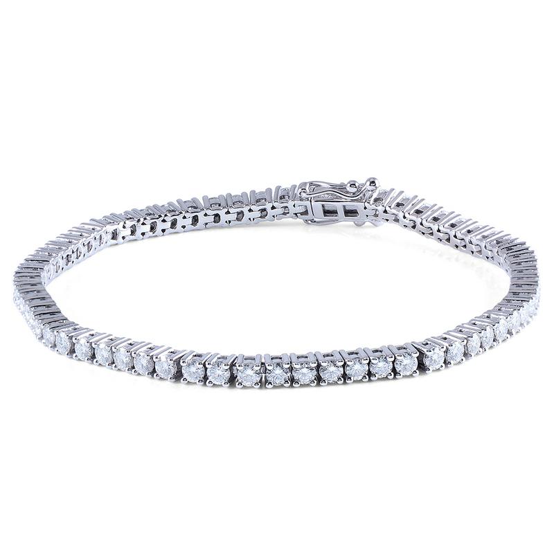 925 Sterling Silver Round Cut 4.08 TCW CZ Tennis Bracelet