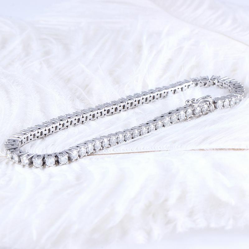 925 Sterling Silver Round Cut 4.08 TCW CZ Tennis Bracelet