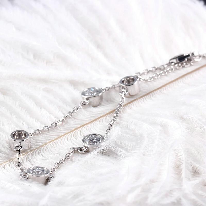 925 Sterling Silver Round Cut CZ Diamond Bolo Fashion Bracelet