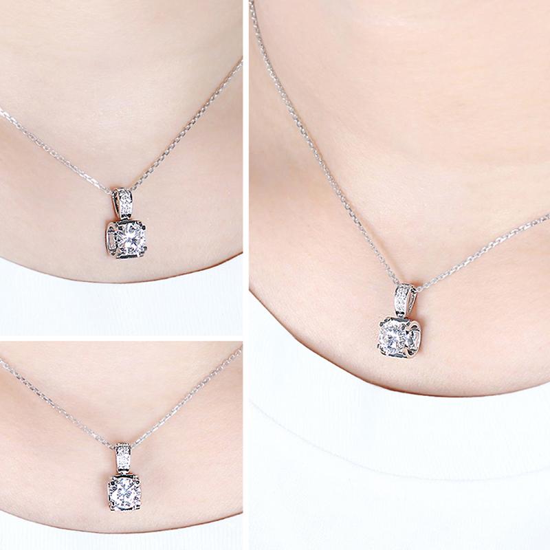 925 Sterling Silver CZ Classic Pendant Nacklace