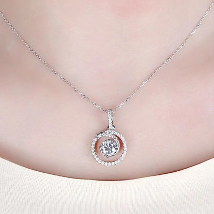 925 Sterling Silver Round Cut Halo Pendant Necklace