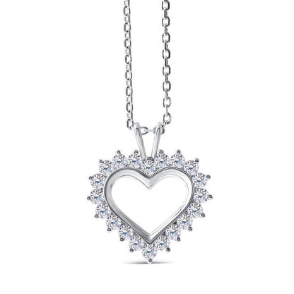 925 Sterling Silver CZ Heart Shaped Pendant Nacklace