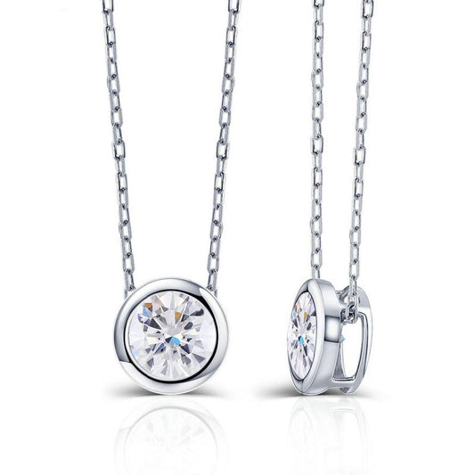 925 Sterling Silver Round Cut Color CZ Pendant Necklace