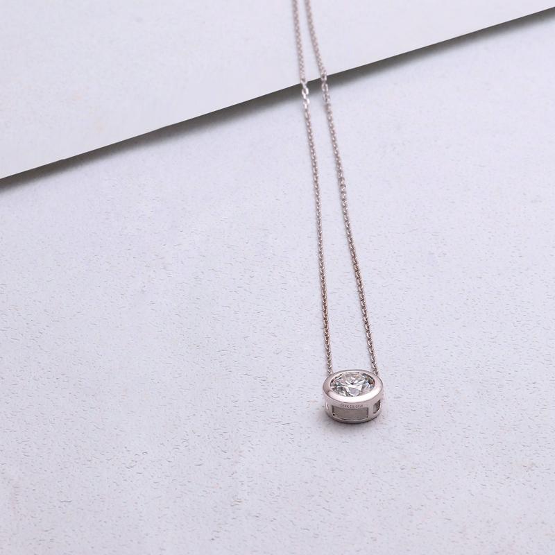 925 Sterling Silver Round Cut Color CZ Pendant Necklace