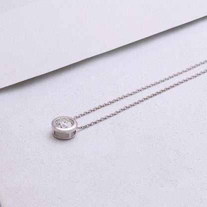 925 Sterling Silver Round Cut Color CZ Pendant Necklace