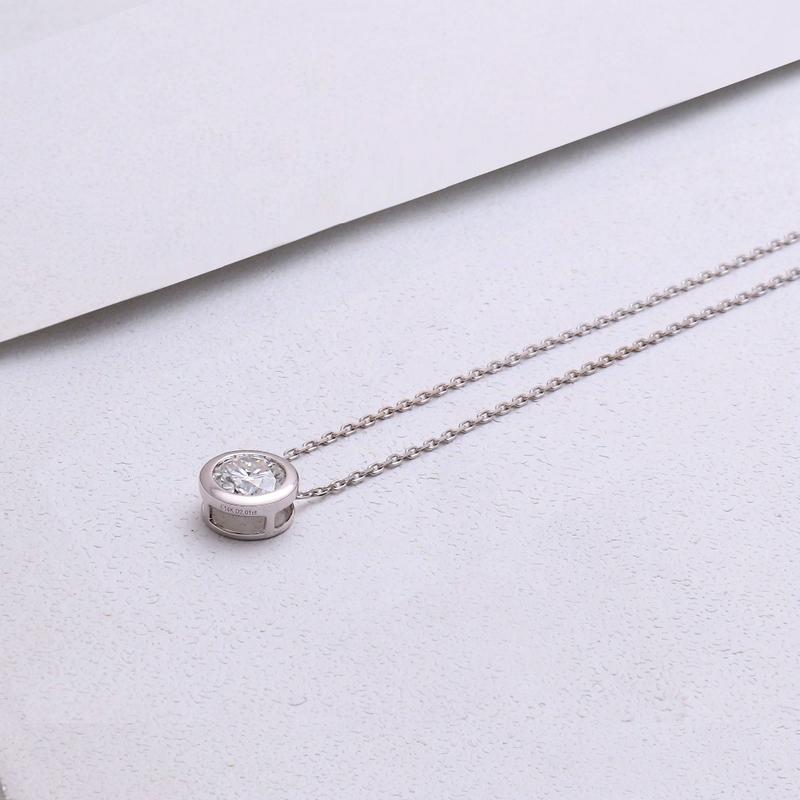 925 Sterling Silver Round Cut Color CZ Pendant Necklace