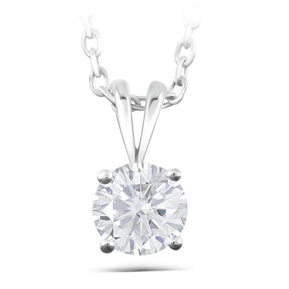 925 Sterling Silver Round Cut CZ Diamond Pendant Necklace