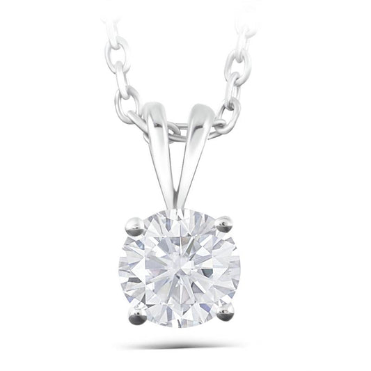 925 Sterling Silver Round Cut CZ Diamond Pendant Necklace