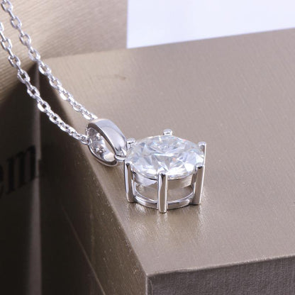 925 Sterling Silver Round Cut CZ Diamond Pendant Nacklace