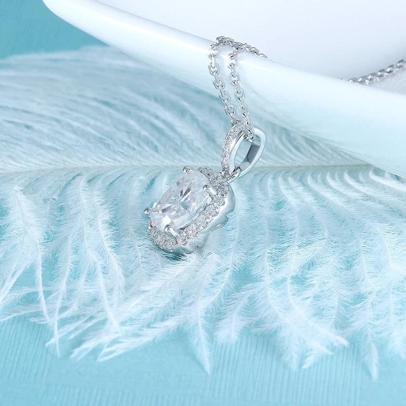 925 Sterling Silver Cushion Cut CZ Halo Pendant Necklace