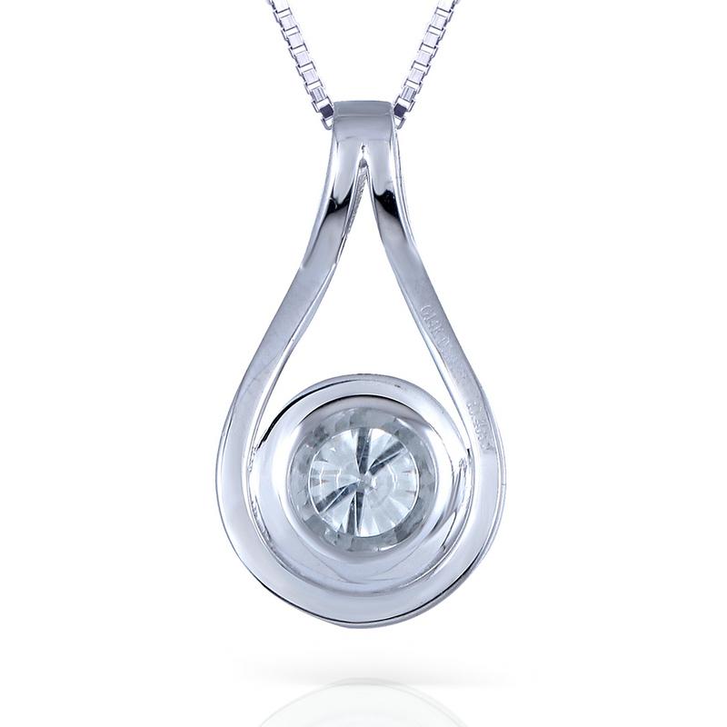 Round Cut CZ Halo Forever Classic Pendant Necklace