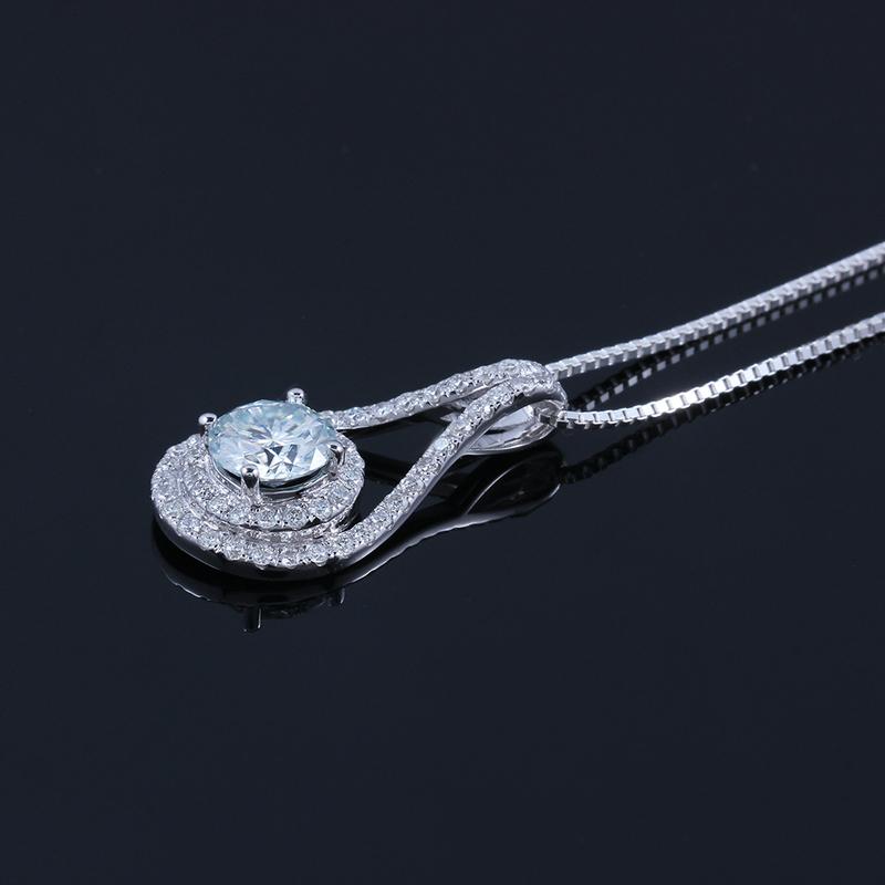 Round Cut CZ Halo Forever Classic Pendant Necklace