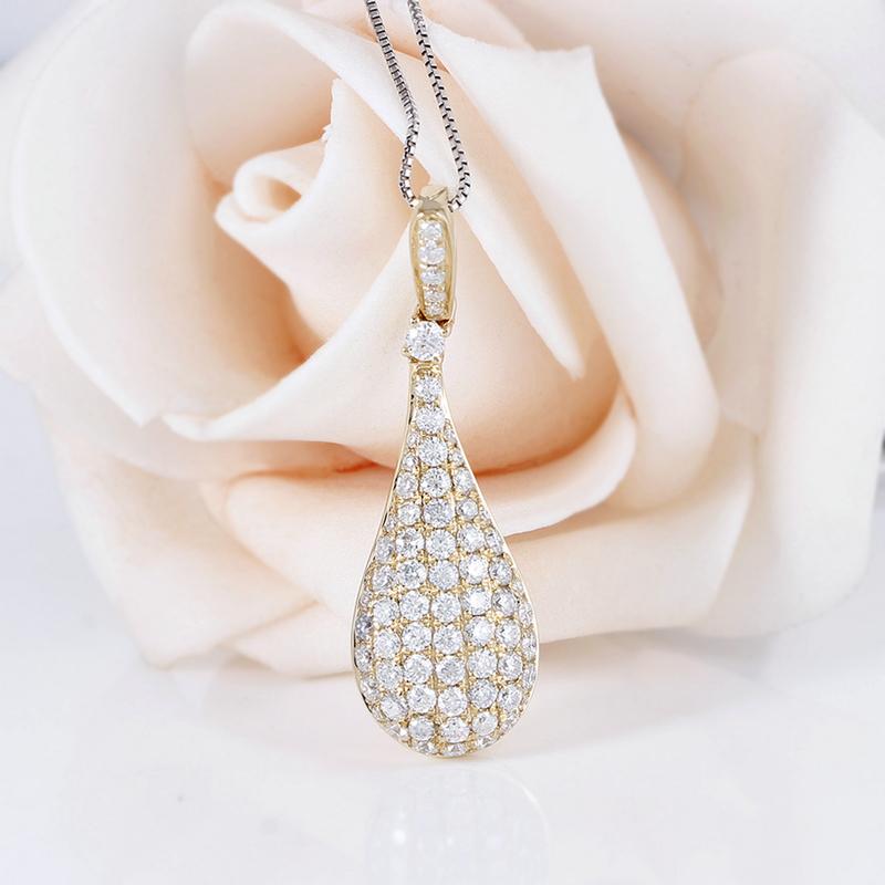 925 Sterling Silver Pear-Shaped Pendant Nacklace