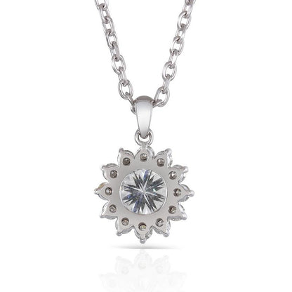 925 Sterling Silver Round Cut CZ Halo Pendant Necklace