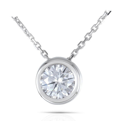 925 Sterling Silver CZ Classic Pendant Necklace