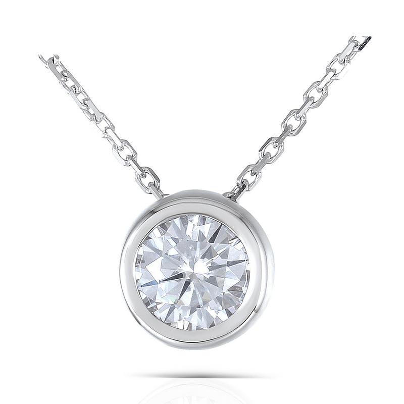 925 Sterling Silver CZ Classic Pendant Necklace