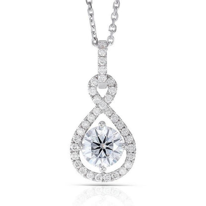 925 Sterling Silver Round Cut CZ Number "8“ Halo Pendant Necklace