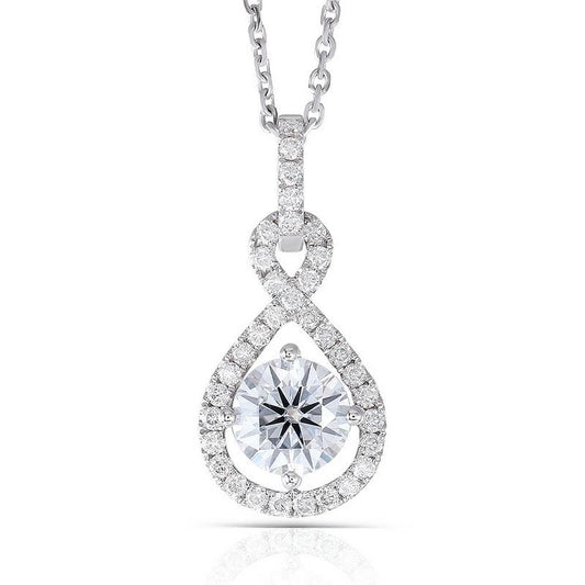 925 Sterling Silver Round Cut CZ Number "8“ Halo Pendant Necklace